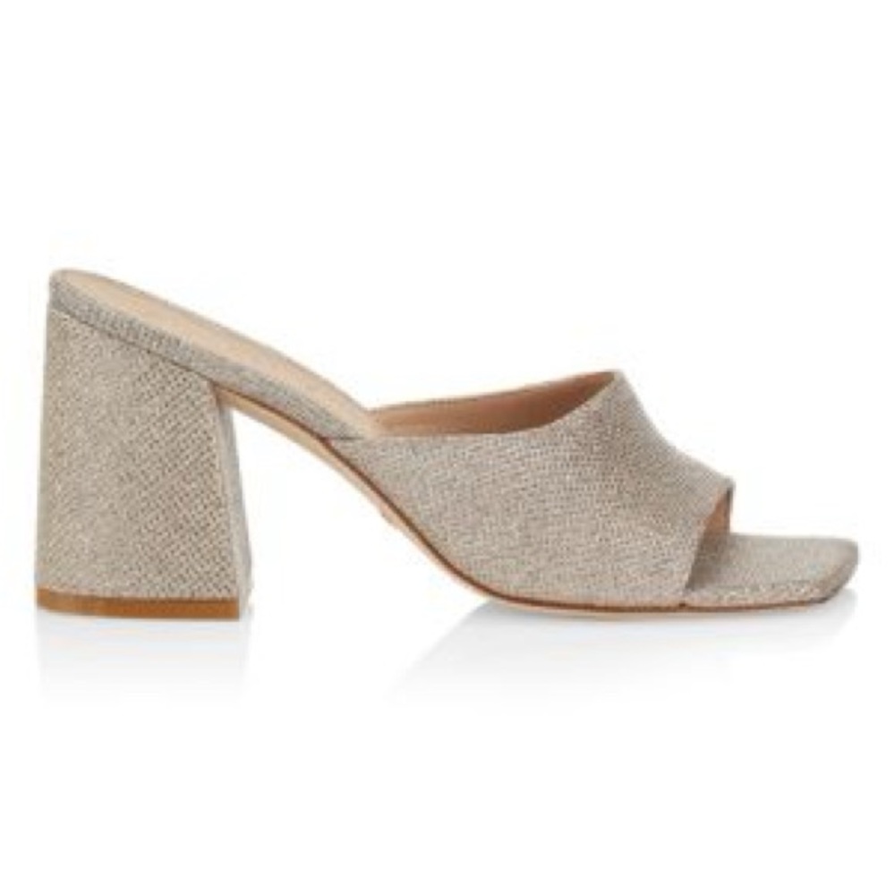 Stuart Weitzman Tia Block Heel Glitter Sandal 8.5
